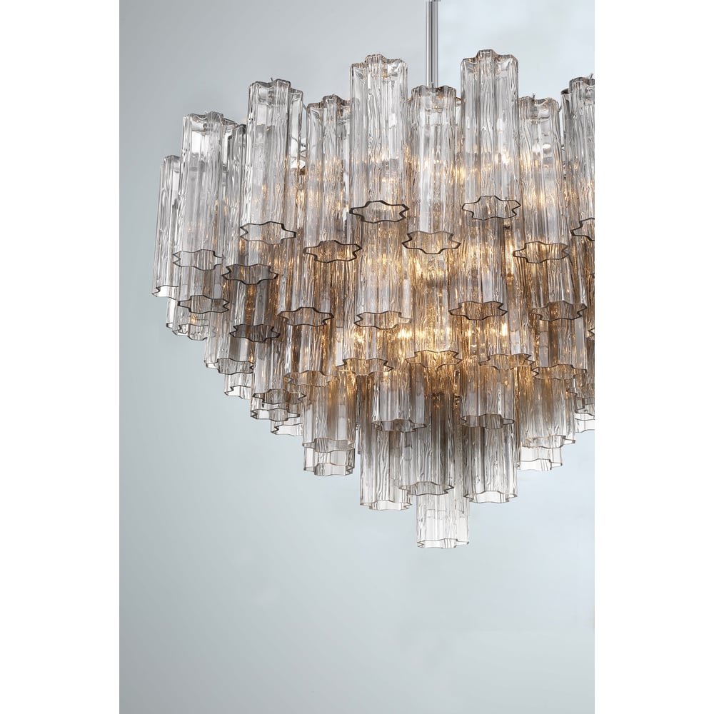 Aurora Murano Chandelier Glass Tube Layered Amber - Blowlighting
