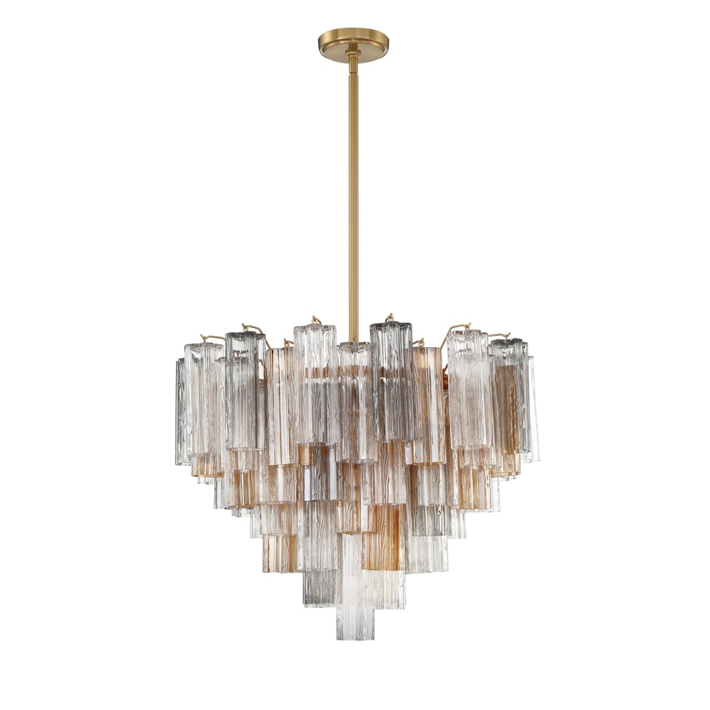 Aurora Murano Chandelier Glass Tube Layered Amber - Blowlighting