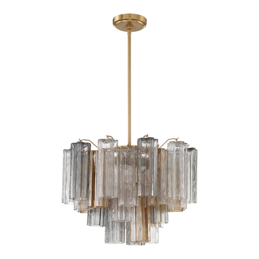 Aurora Murano Chandelier Glass Tube Layered Amber - Blowlighting
