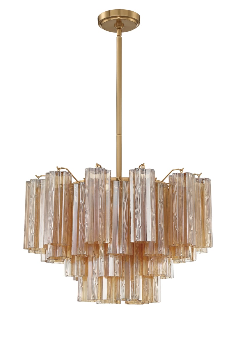 Aurora Murano Chandelier Glass Tube Layered Amber - Blowlighting
