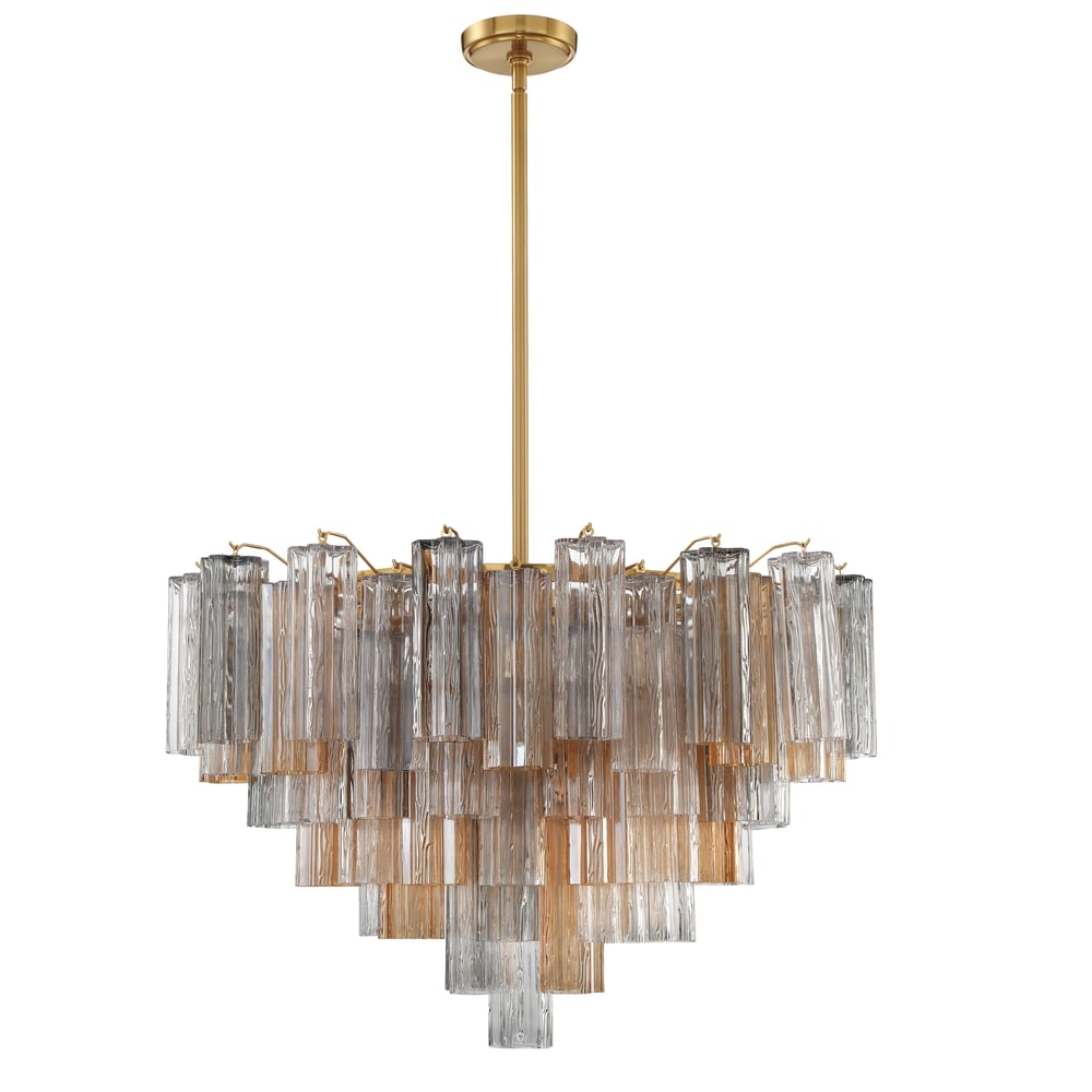 Aurora Murano Chandelier Glass Tube Layered Amber - Blowlighting