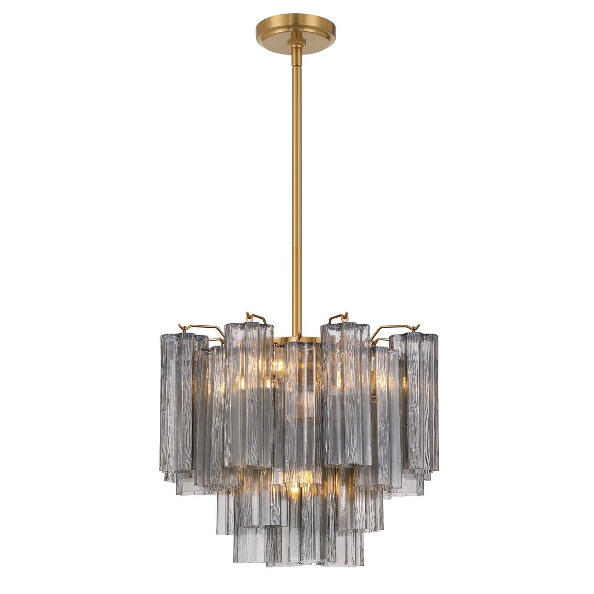 Aurora Murano Chandelier Glass Tube Layered Amber - Blowlighting