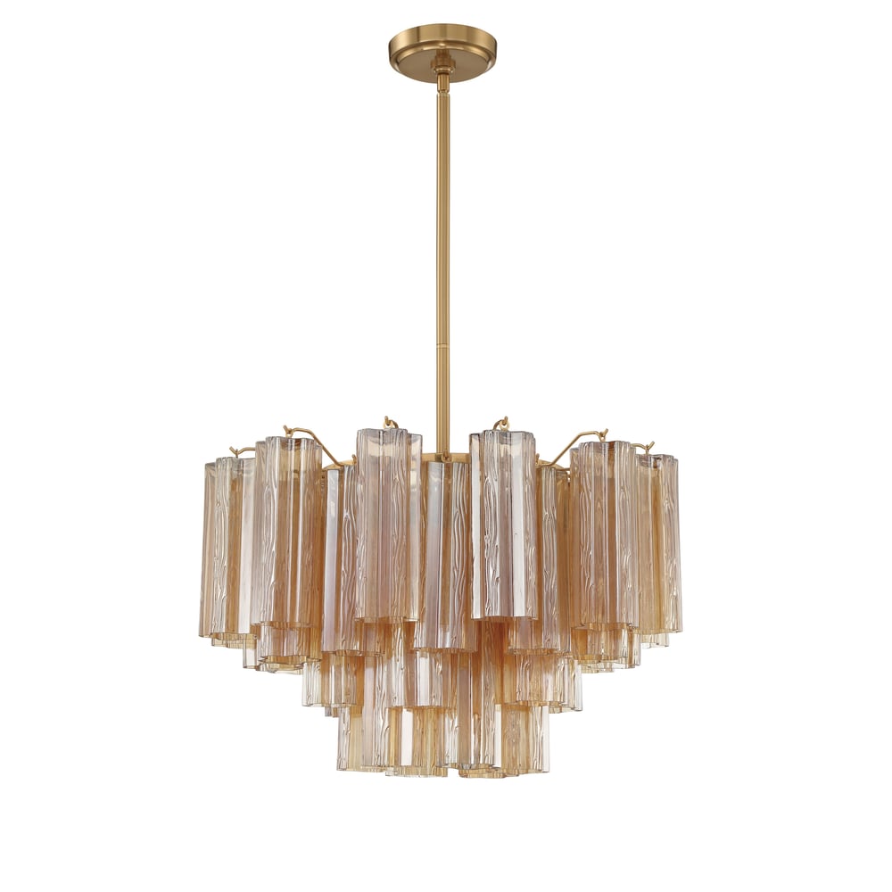 Aurora Murano Chandelier Glass Tube Layered Amber - Blowlighting