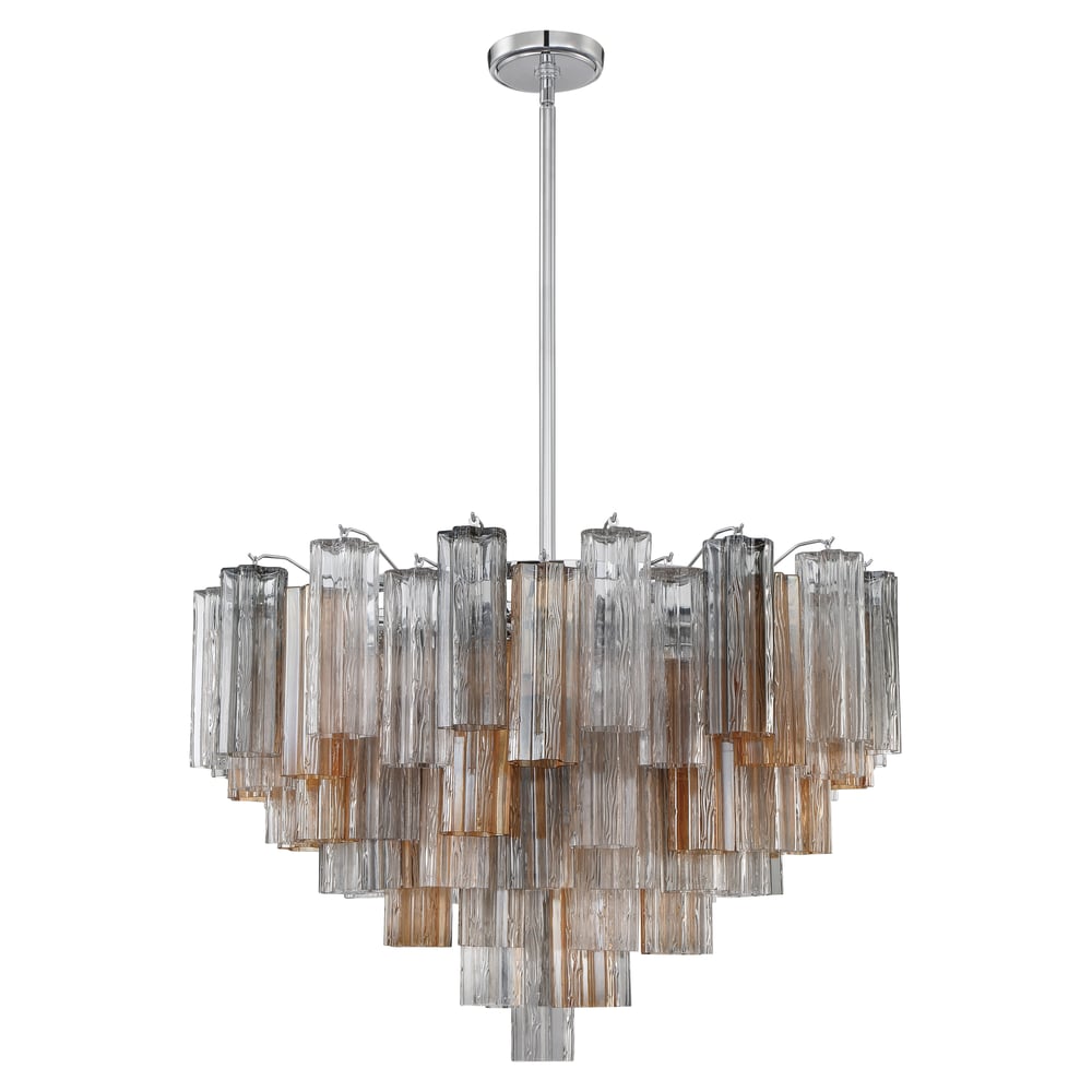Aurora Murano Chandelier Glass Tube Layered Amber - Blowlighting