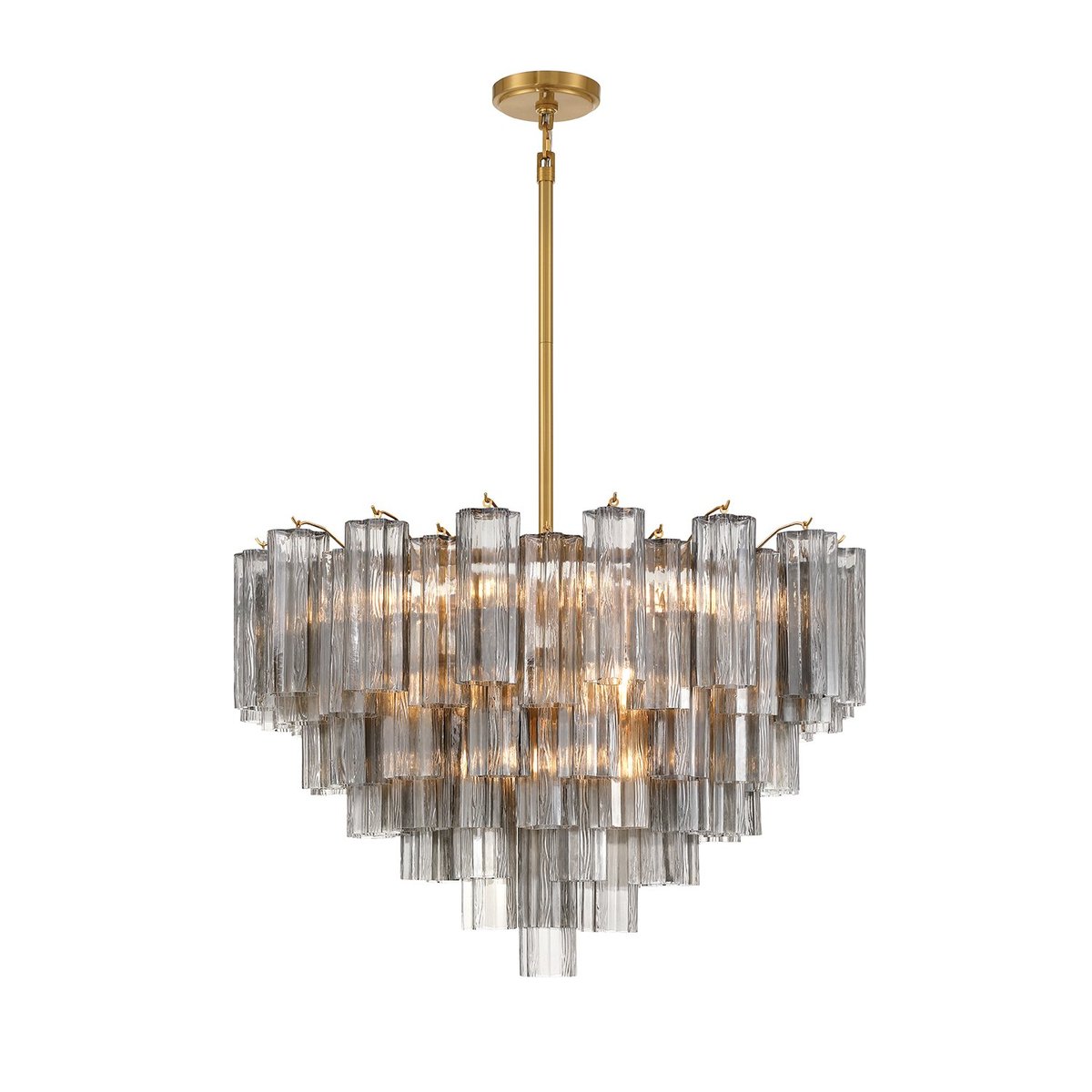 Aurora Murano Chandelier Glass Tube Layered Amber - Blowlighting