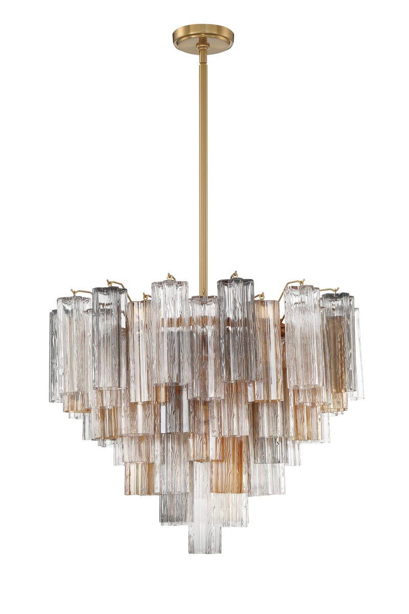 Aurora Murano Chandelier Glass Tube Layered Amber - Blowlighting