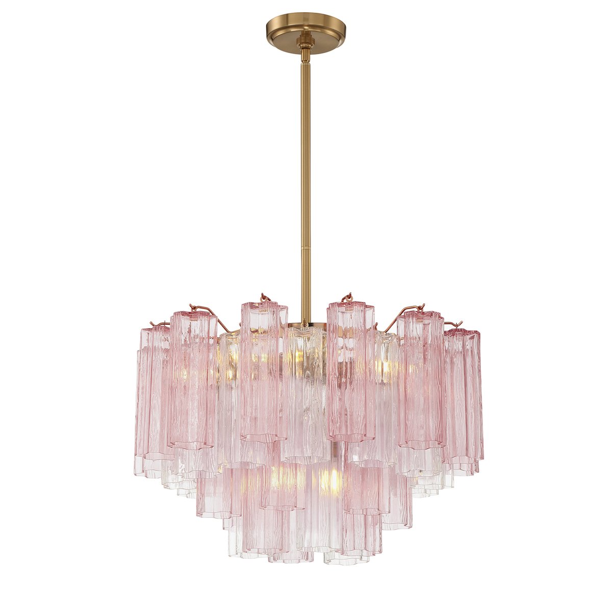 Aurora Murano Chandelier Glass Tube Layered Amber - Blowlighting