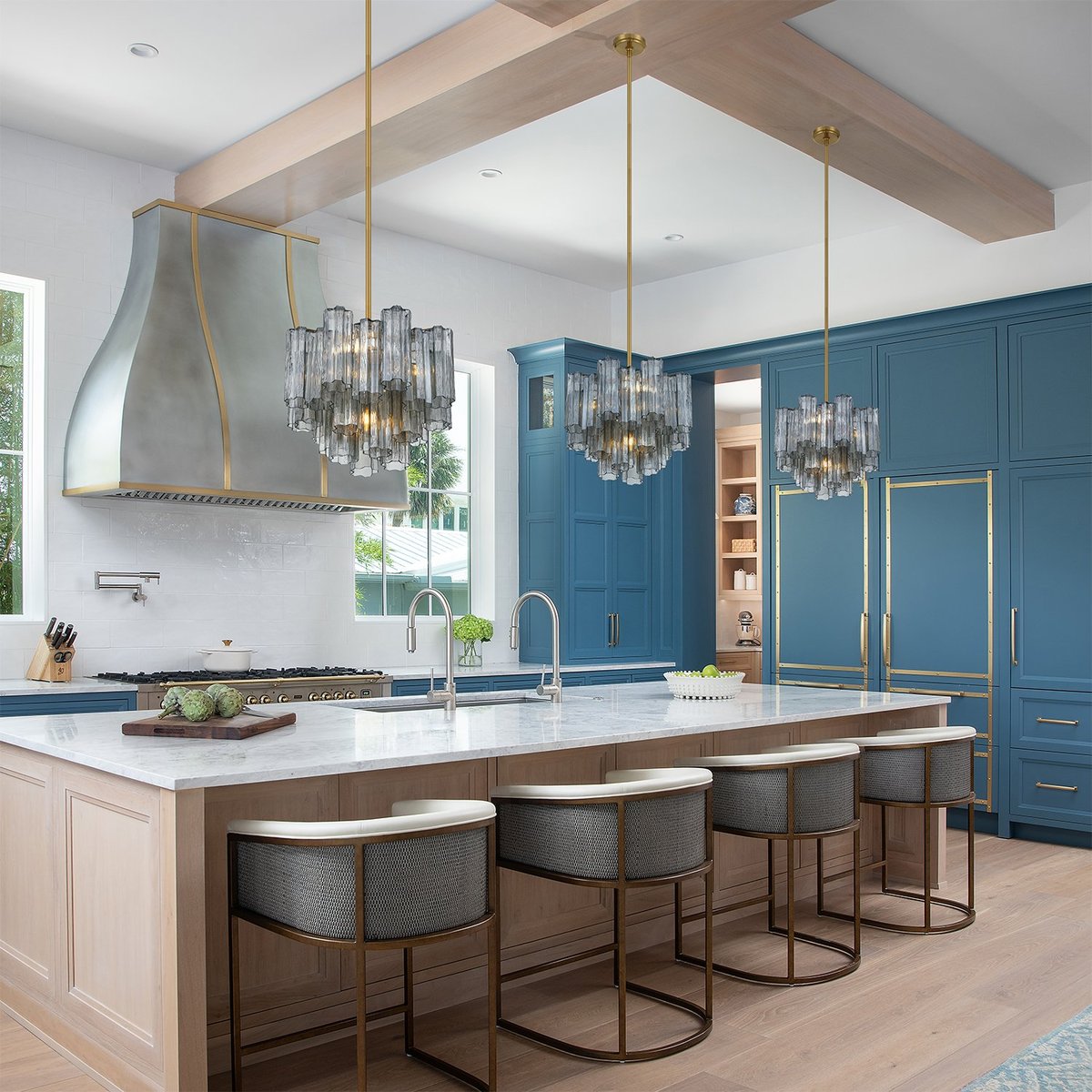 Aurora Murano Chandelier Glass Tube Layered Amber - Blowlighting