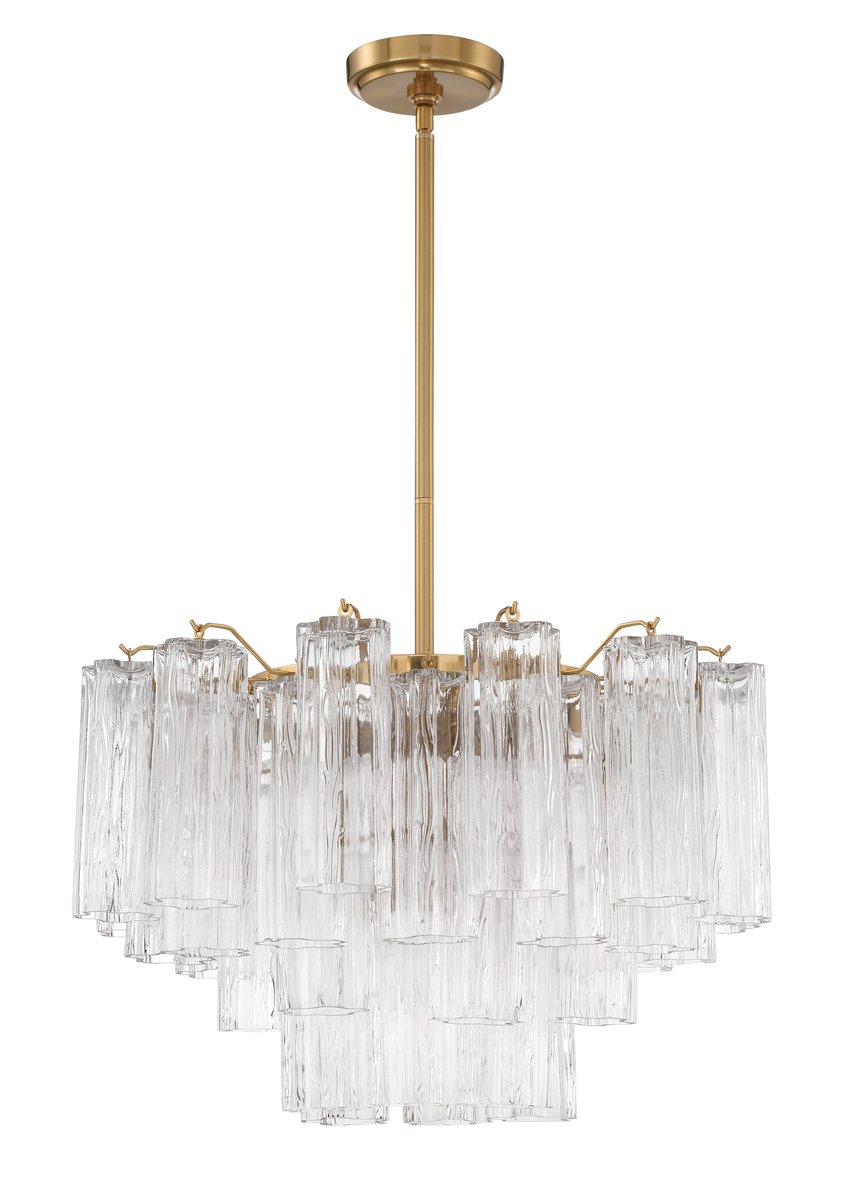 Aurora Murano Chandelier Glass Tube Layered Amber - Blowlighting