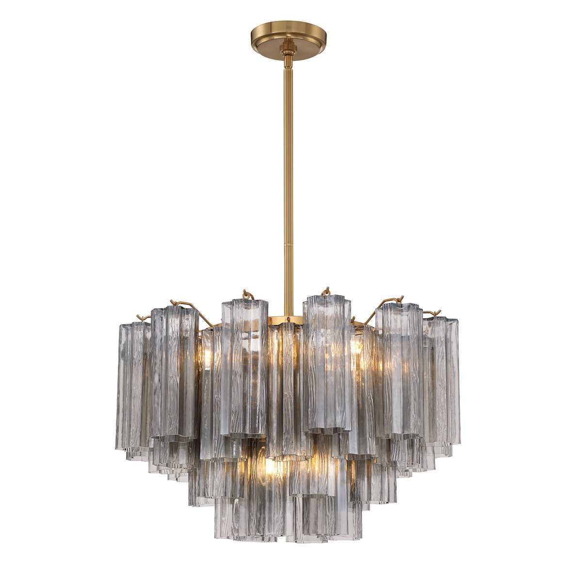 Aurora Murano Chandelier Glass Tube Layered Amber - Blowlighting