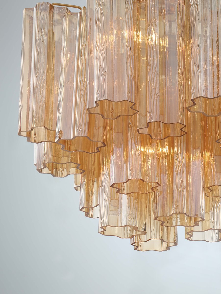 Aurora Murano Chandelier Glass Tube Layered Amber - Blowlighting