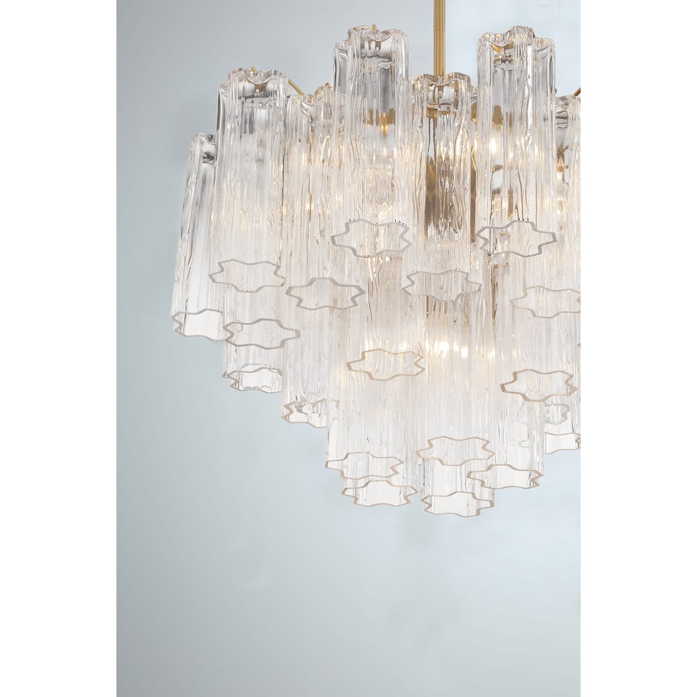 Aurora Murano Chandelier Glass Tube Layered Amber - Blowlighting