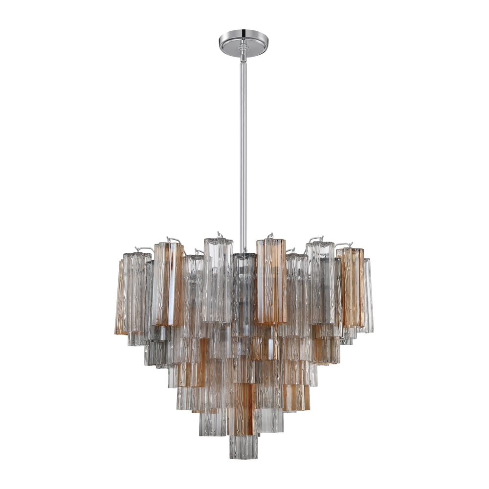 Aurora Murano Chandelier Glass Tube Layered Amber - Blowlighting