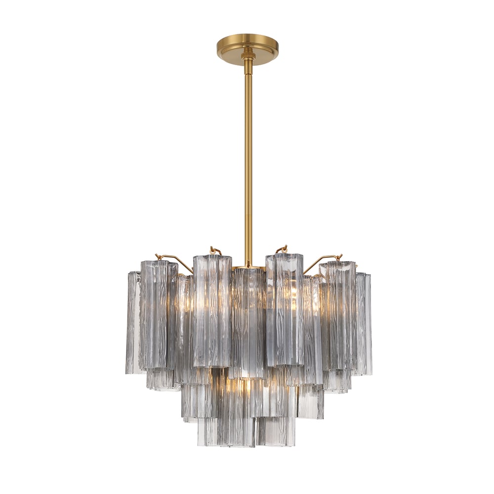 Aurora Murano Chandelier Glass Tube Layered Amber - Blowlighting