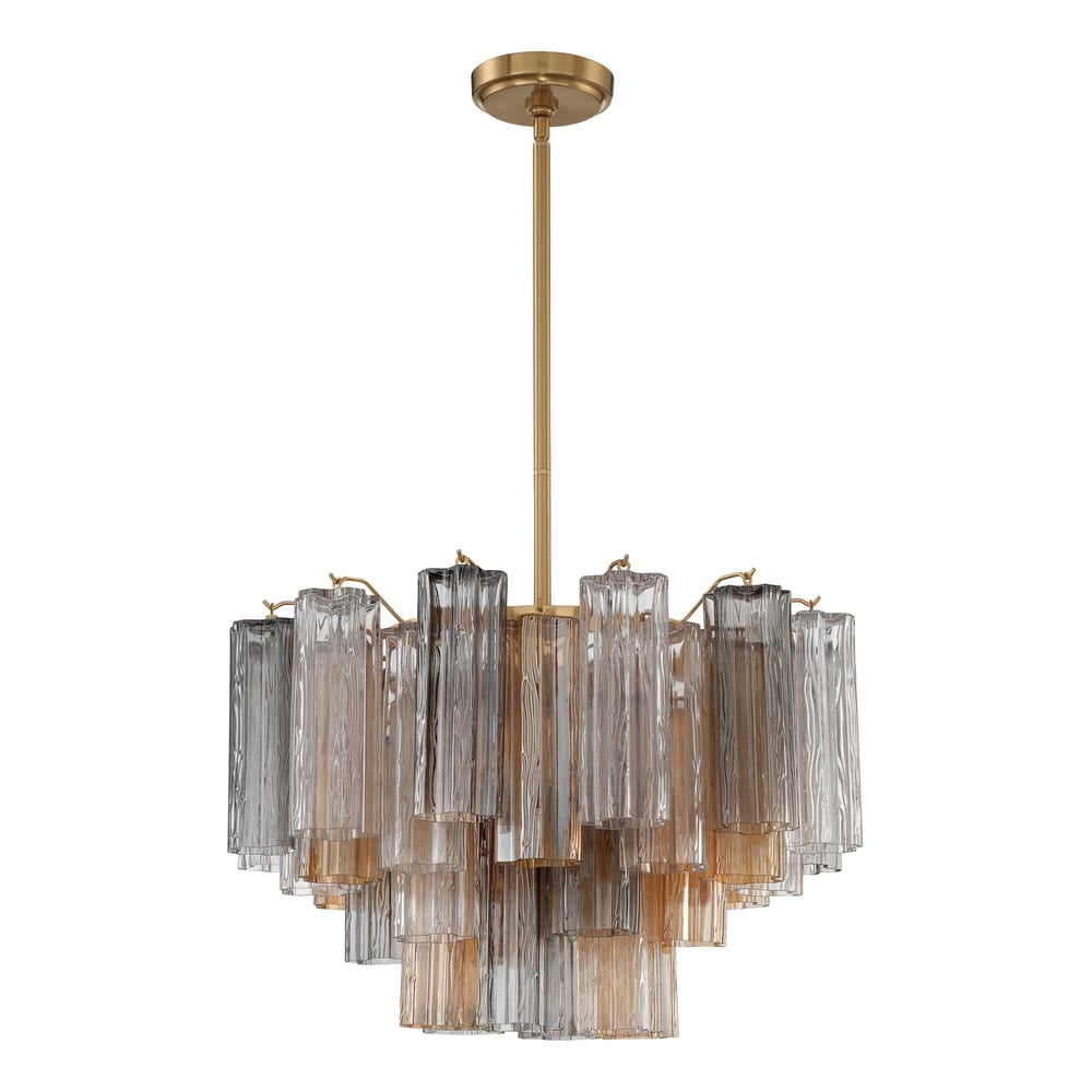 Aurora Murano Chandelier Glass Tube Layered Amber - Blowlighting