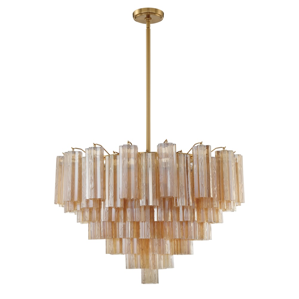 Aurora Murano Chandelier Glass Tube Layered Amber - Blowlighting