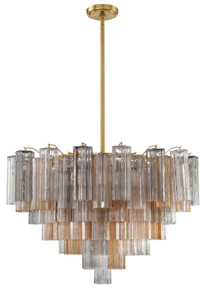 Aurora Murano Chandelier Glass Tube Layered Amber - Blowlighting