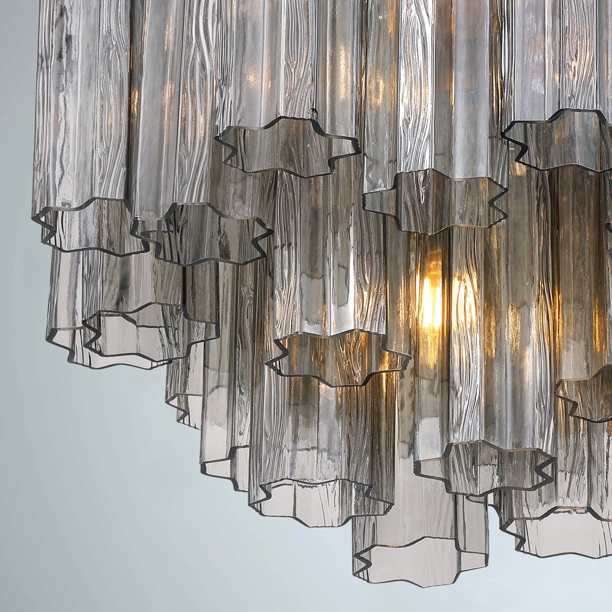 Aurora Murano Chandelier Glass Tube Layered Amber - Blowlighting