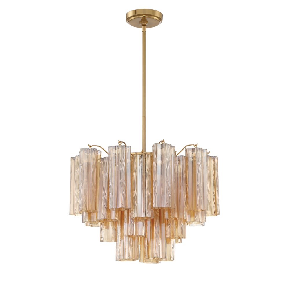 Aurora Murano Chandelier Glass Tube Layered Amber - Blowlighting