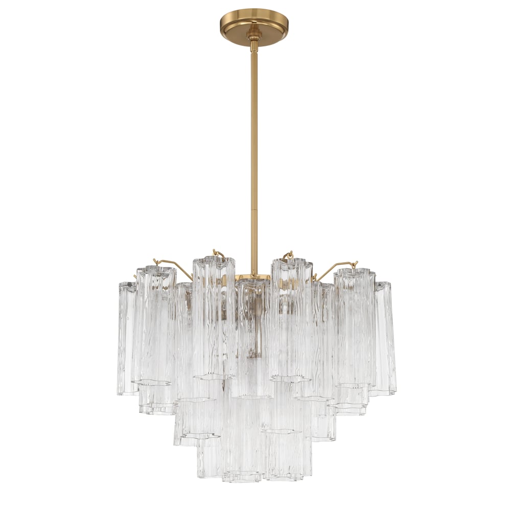 Aurora Murano Chandelier Glass Tube Layered Amber - Blowlighting