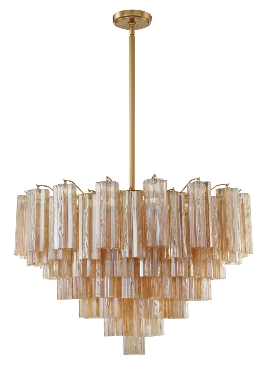 Aurora Murano Chandelier Glass Tube Layered Amber - Blowlighting