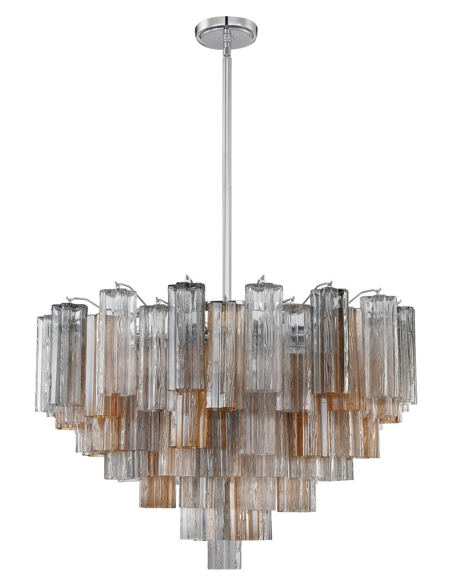 Aurora Murano Chandelier Glass Tube Layered Amber - Blowlighting