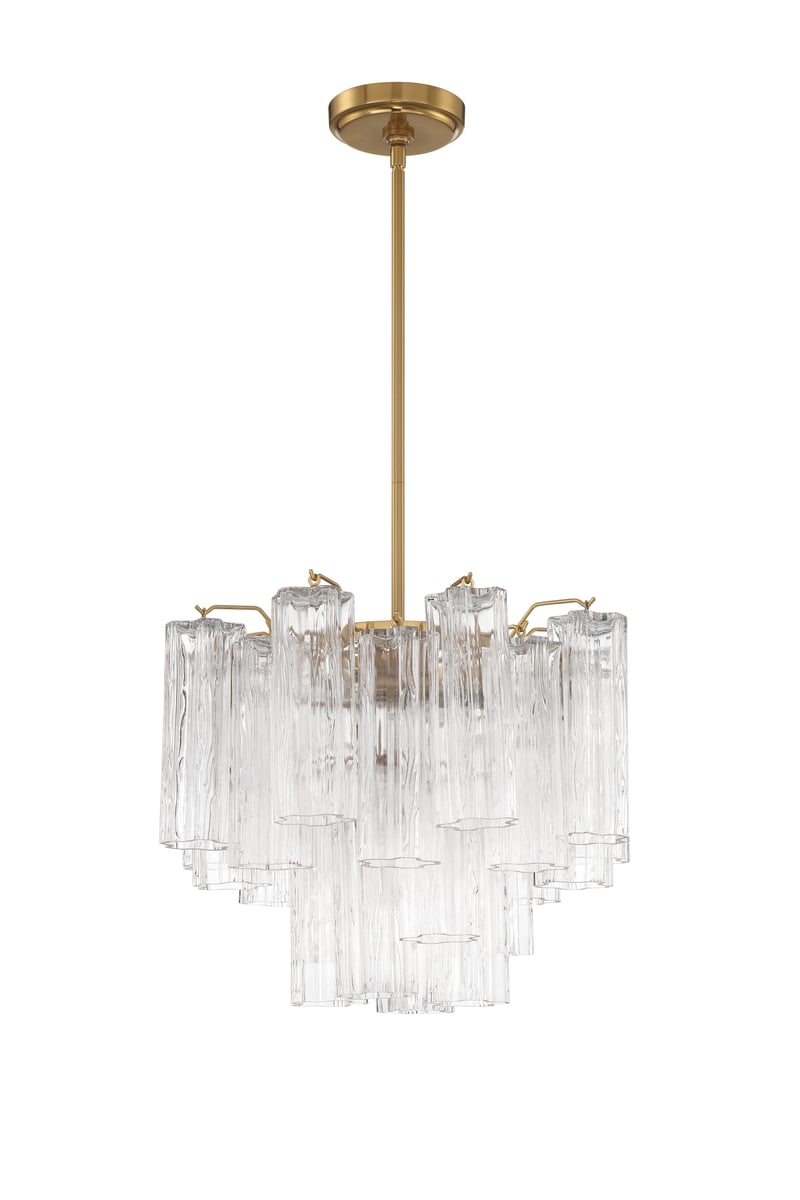 Aurora Murano Chandelier Glass Tube Layered Amber - Blowlighting
