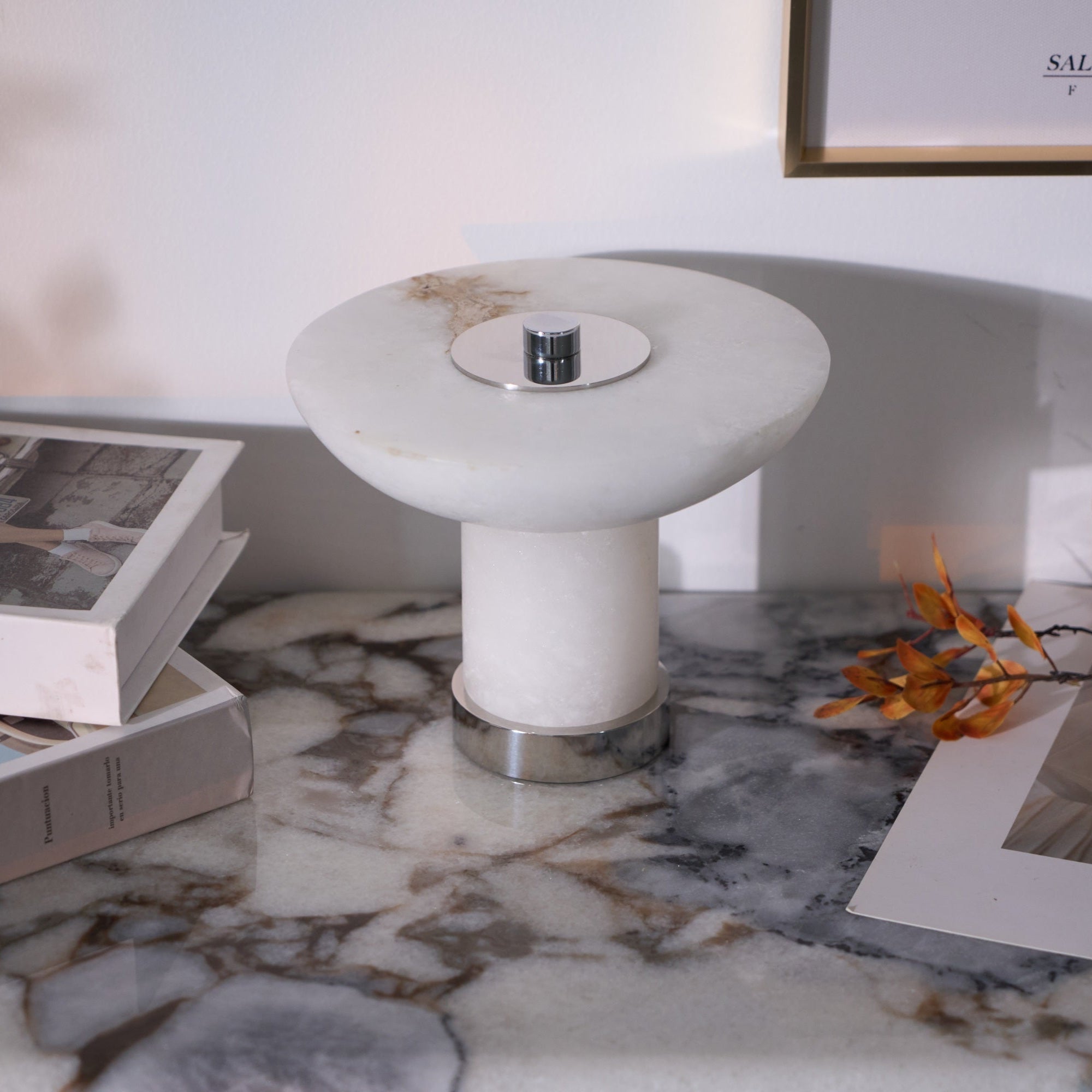 Eurnoran Mushroom Shaped Alabaster Table Lamp - Blowlighting