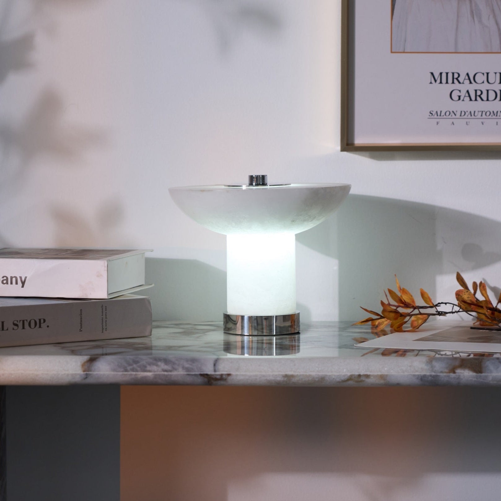 Eurnoran Mushroom Shaped Alabaster Table Lamp - Blowlighting