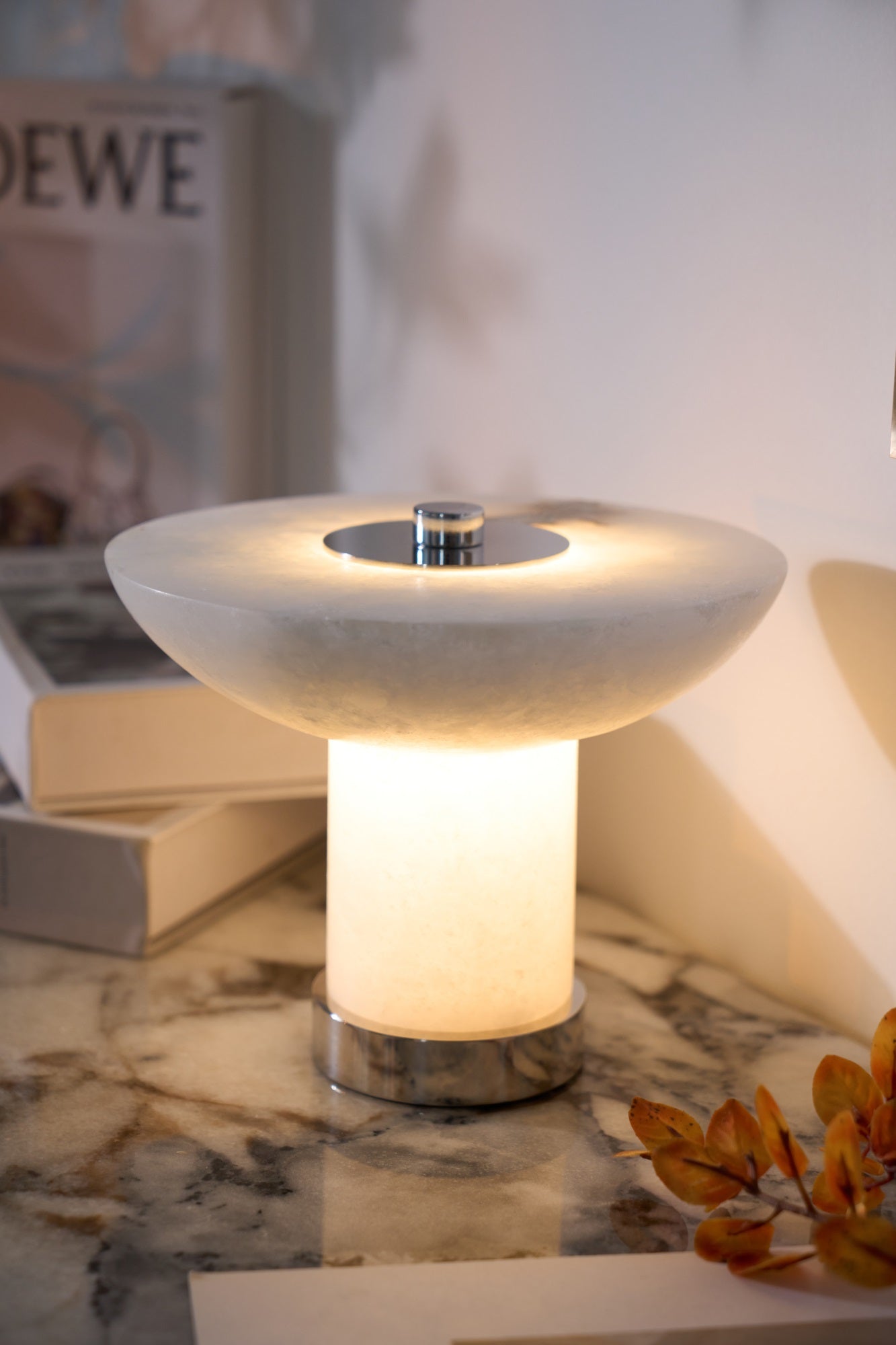 Eurnoran Mushroom Shaped Alabaster Table Lamp - Blowlighting