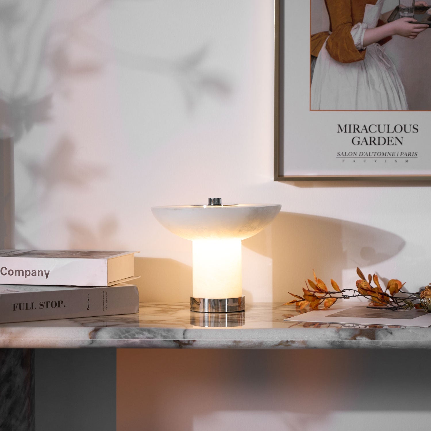 Eurnoran Mushroom Shaped Alabaster Table Lamp - Blowlighting