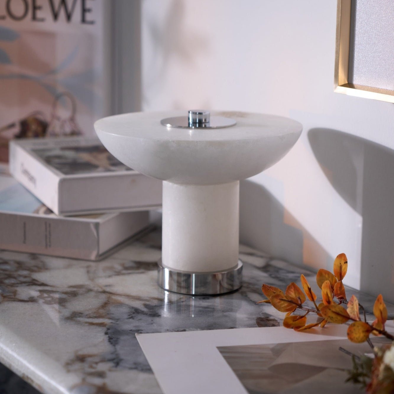 Eurnoran Mushroom Shaped Alabaster Table Lamp - Blowlighting