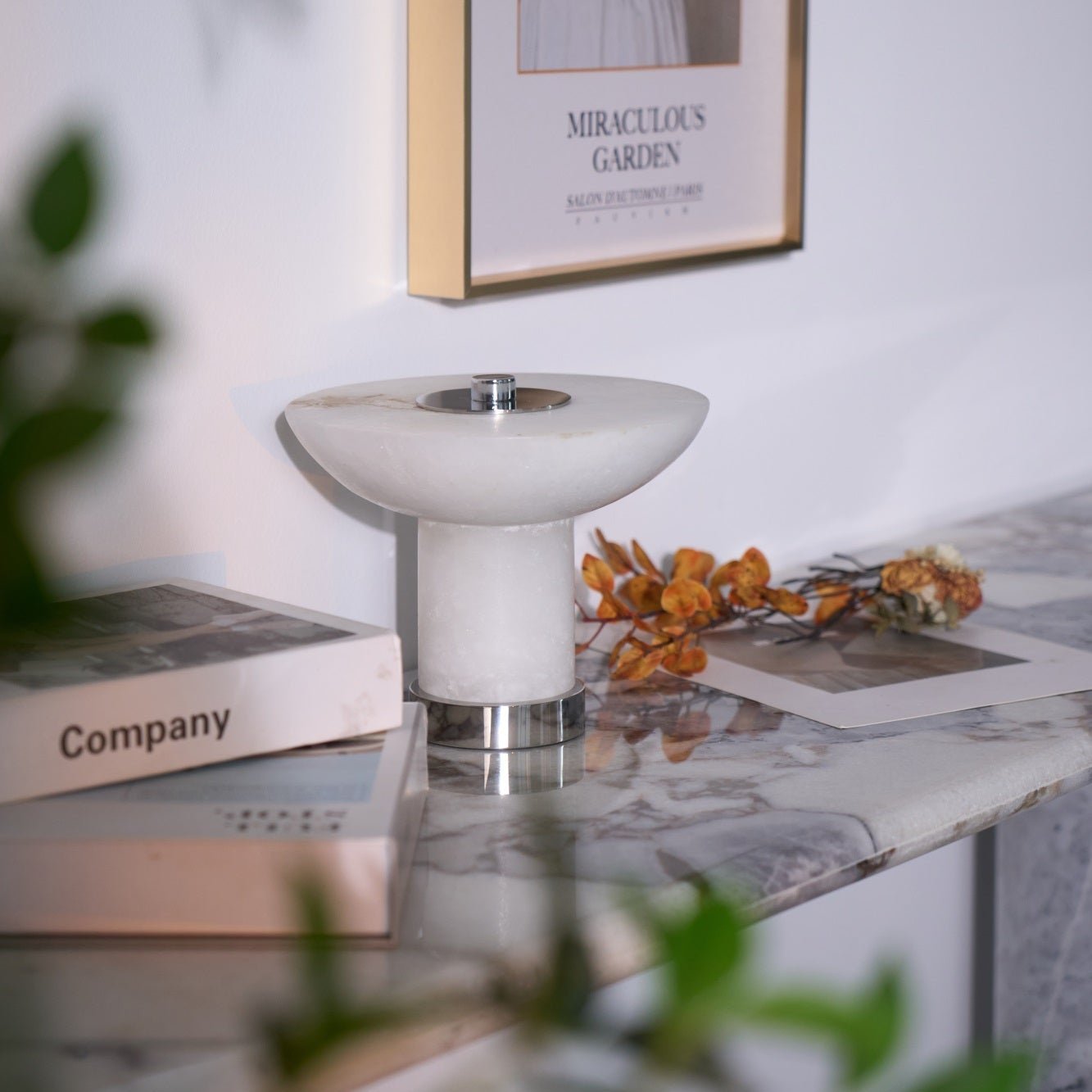 Eurnoran Mushroom Shaped Alabaster Table Lamp - Blowlighting