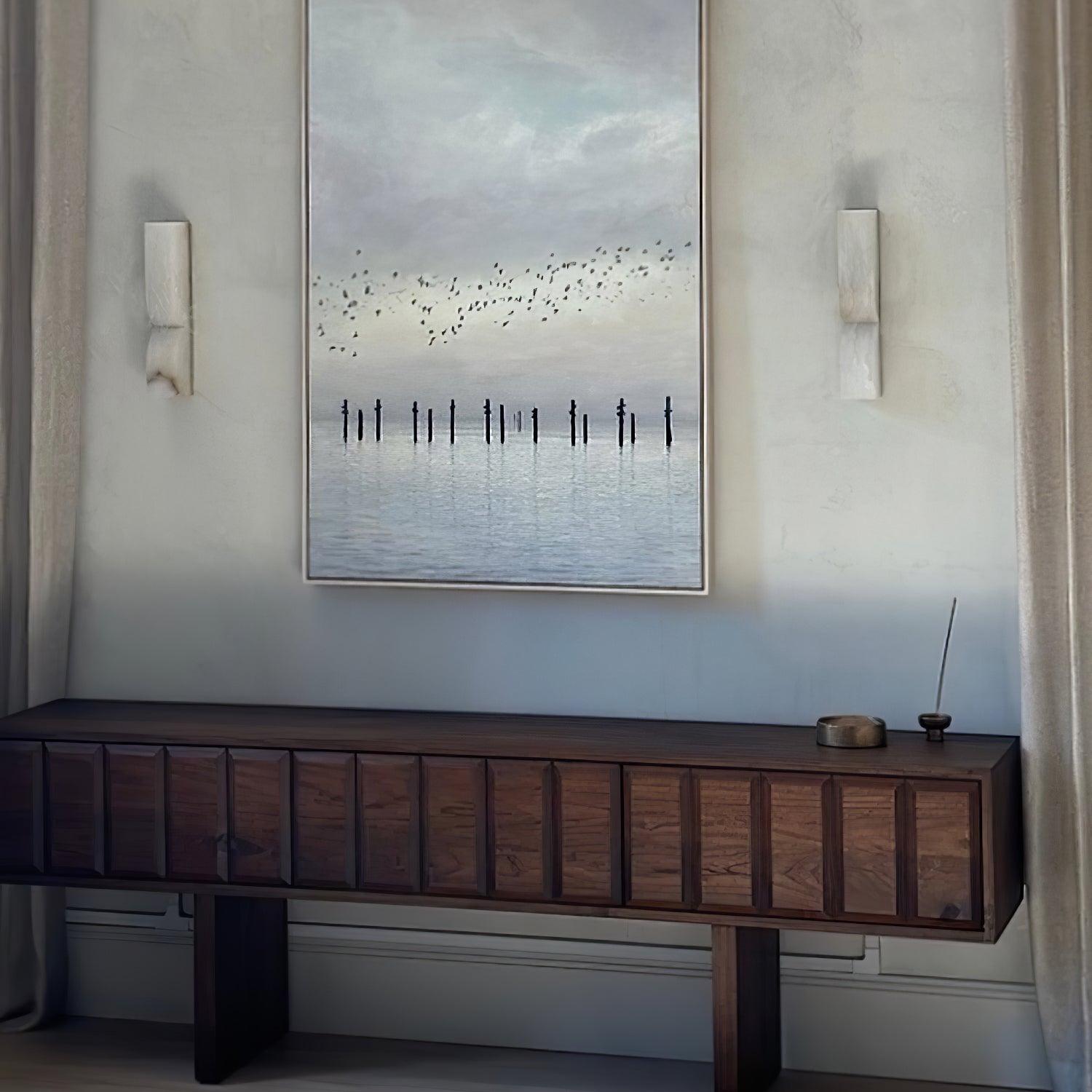 Lunaris Alabaster Rectangular Wall Lamp - Blowlighting