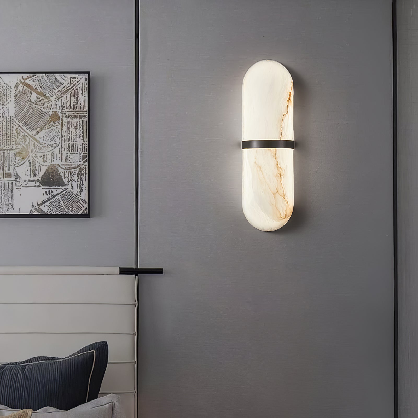 Vitheion Minimalist Alabaster Wall Light - Blowlighting