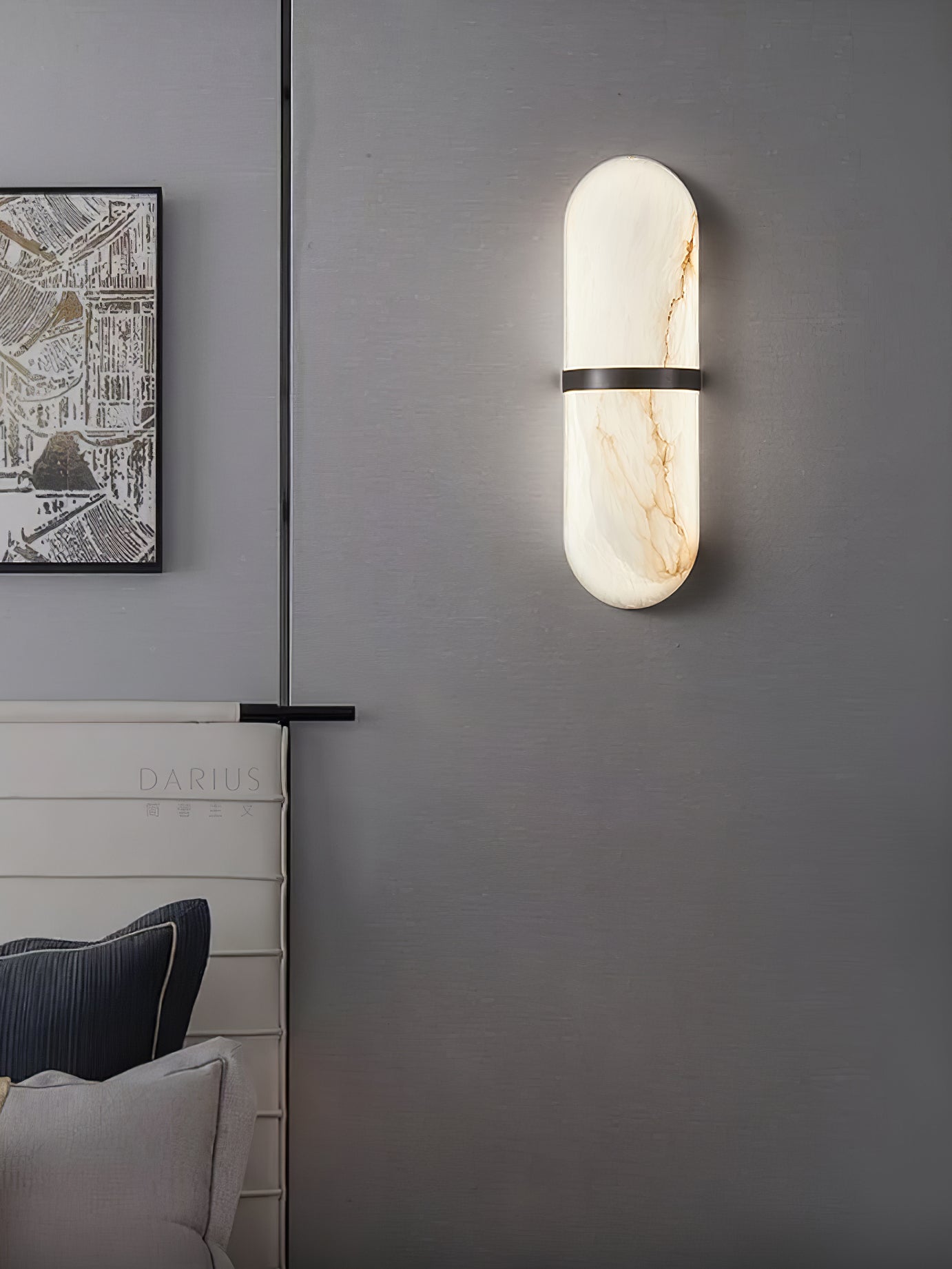 Vitheion Minimalist Alabaster Wall Light - Blowlighting