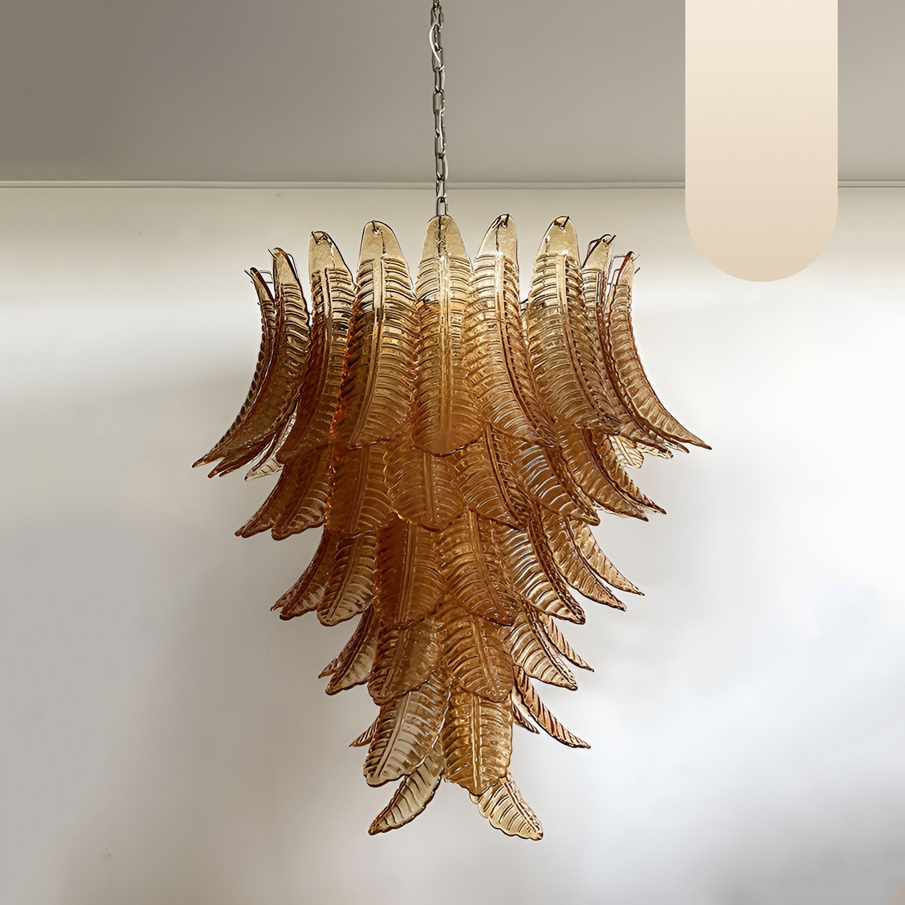 Aurora Chandelier Amber Murano Glass Leaves Layered - Blowlighting