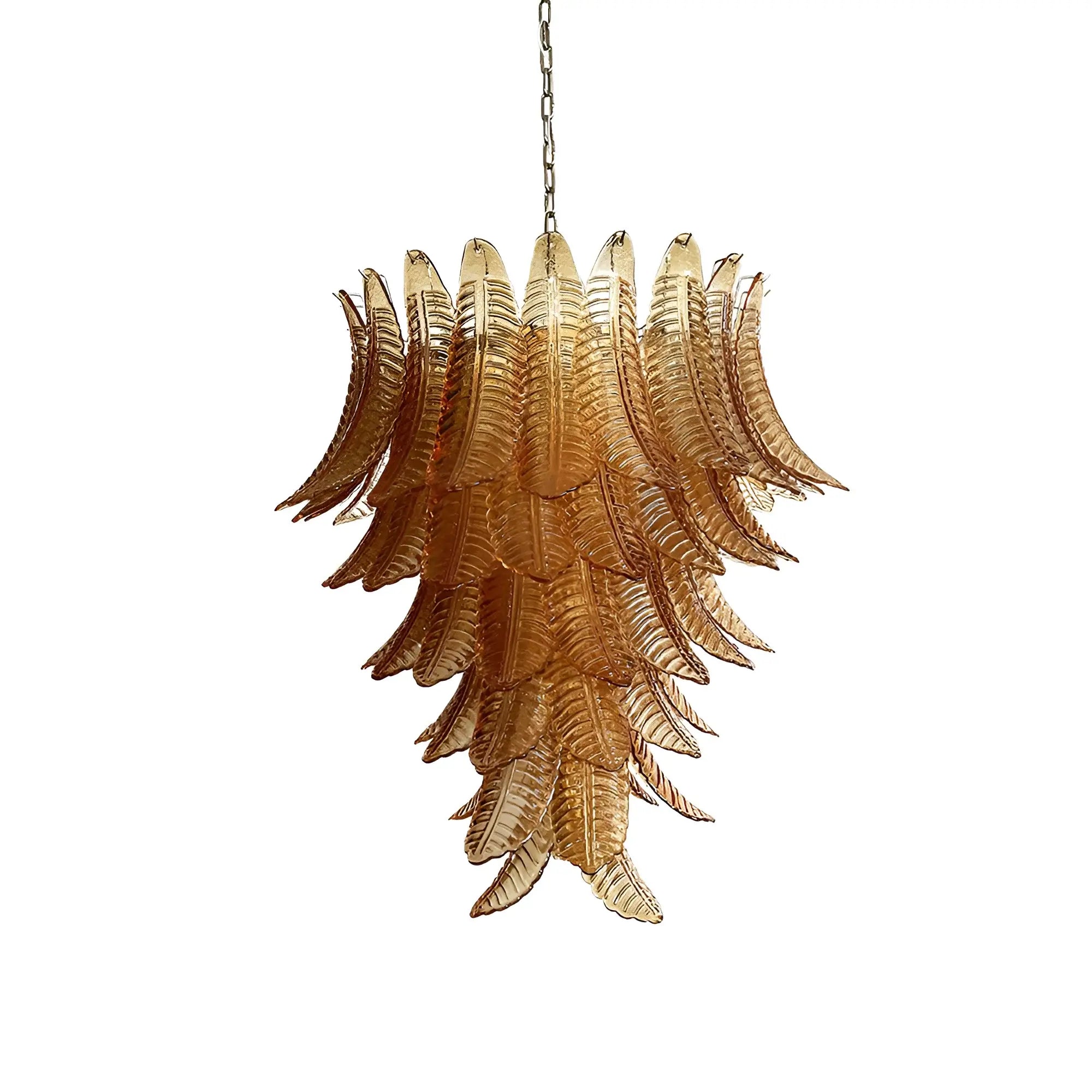 Aurora Chandelier Amber Murano Glass Leaves Layered - Blowlighting