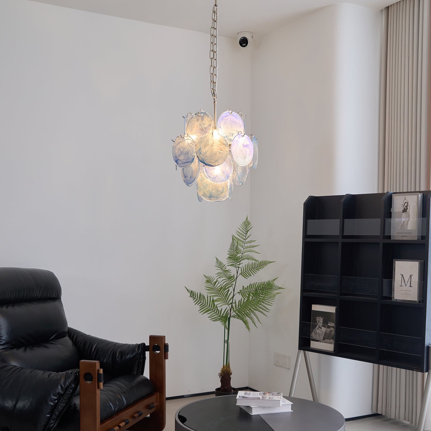 Aurora Chandelier Aqua Blue Murano Glass Disc Coastal - Blowlighting