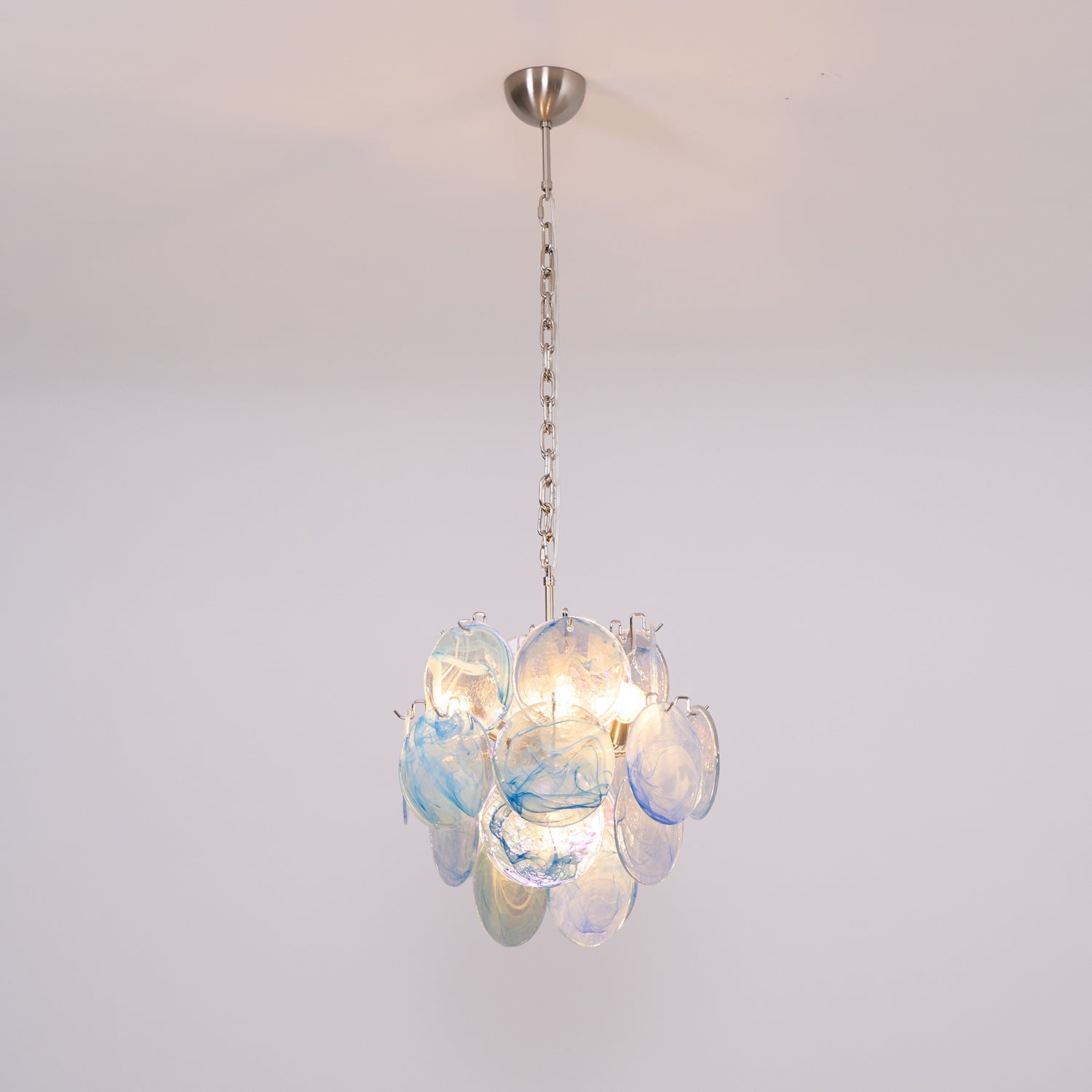 Aurora Chandelier Aqua Blue Murano Glass Disc Coastal - Blowlighting