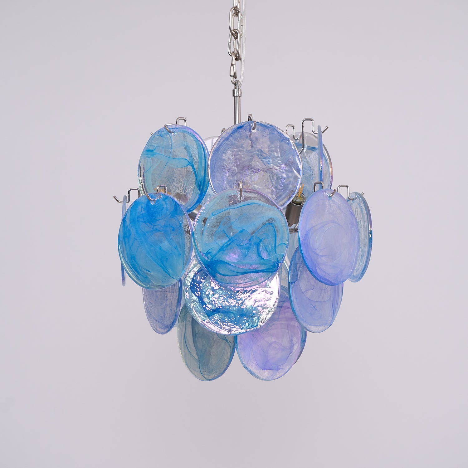 Aurora Chandelier Aqua Blue Murano Glass Disc Coastal - Blowlighting