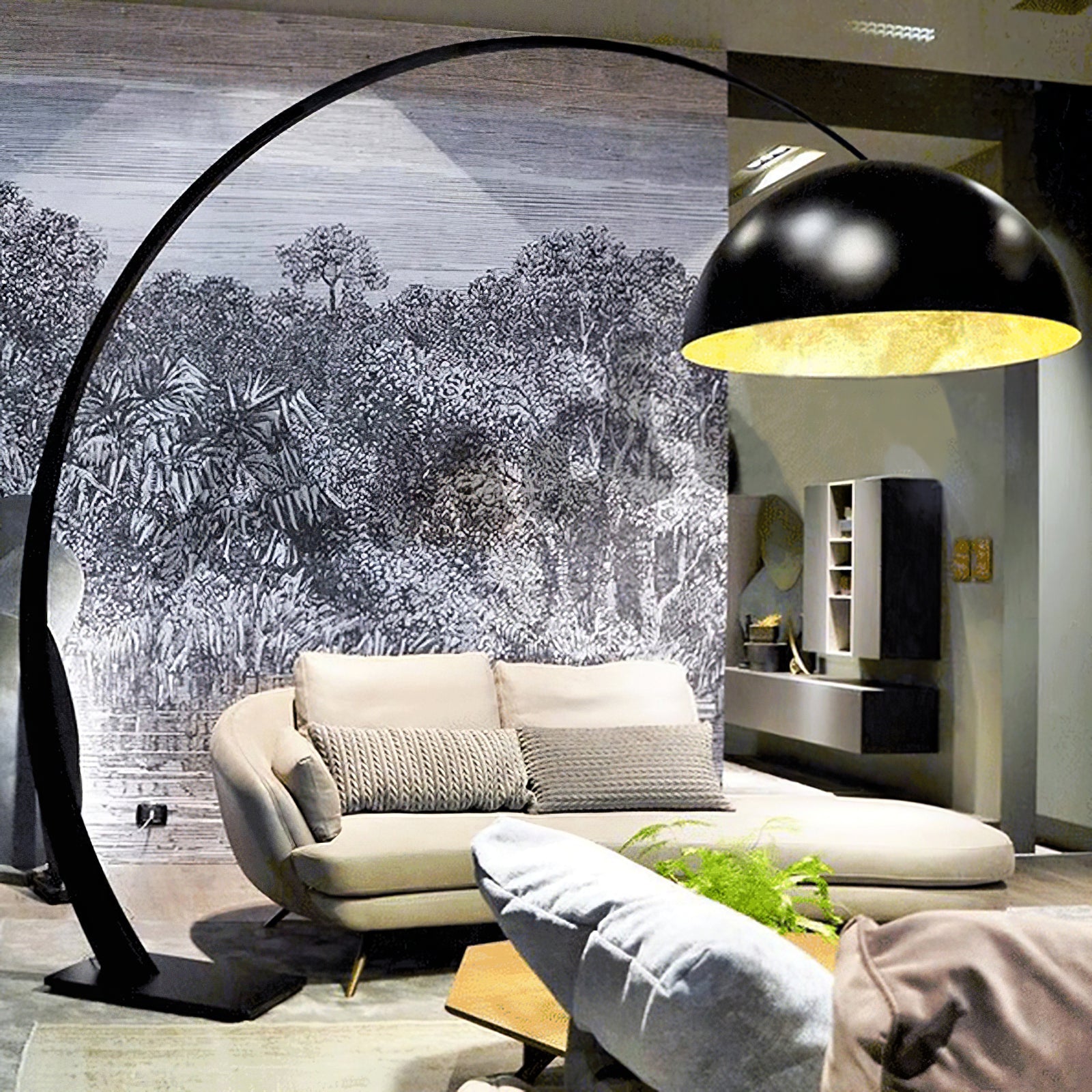 Cutalus Curved Black Metal Arc Floor Lamp - Blowlighting