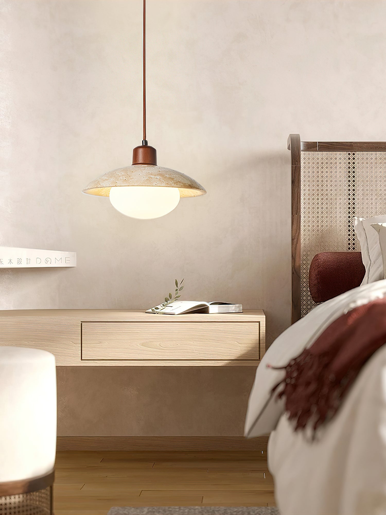 Onorarae Dome-Shade Travertine Pendant Light - Blowlighting