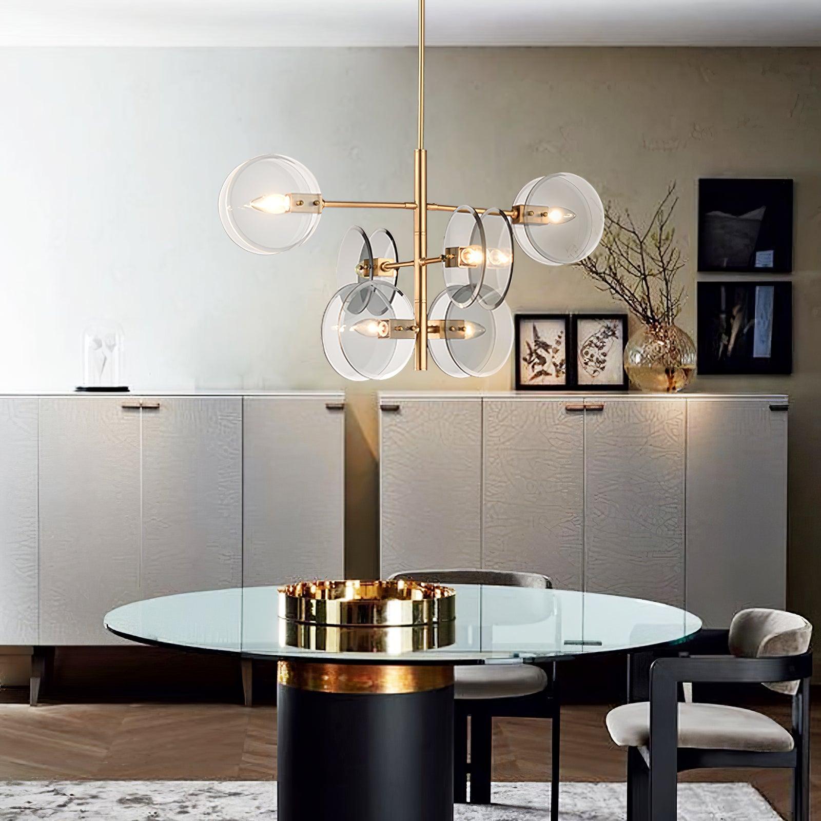 Aurora Chandelier Smoke Glass Round Layered - Blowlighting