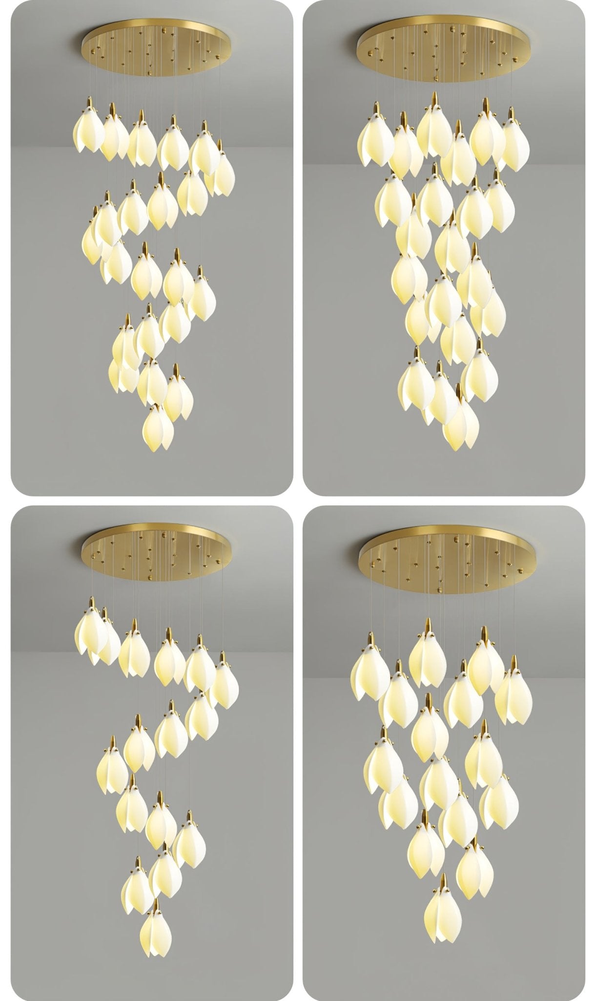 Caphayra Floral Ceramic Brass Chandelier - Blowlighting