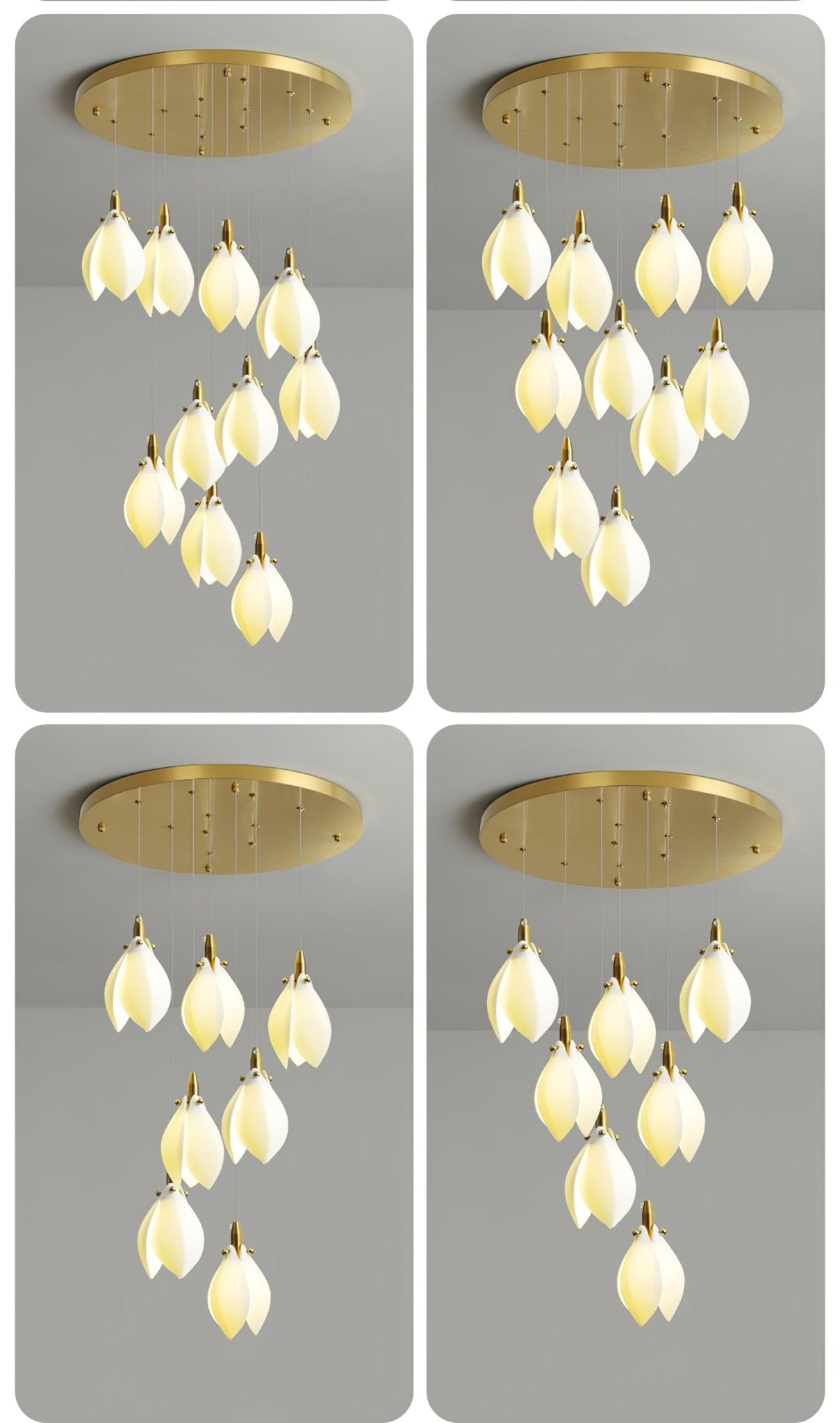 Caphayra Floral Ceramic Brass Chandelier - Blowlighting