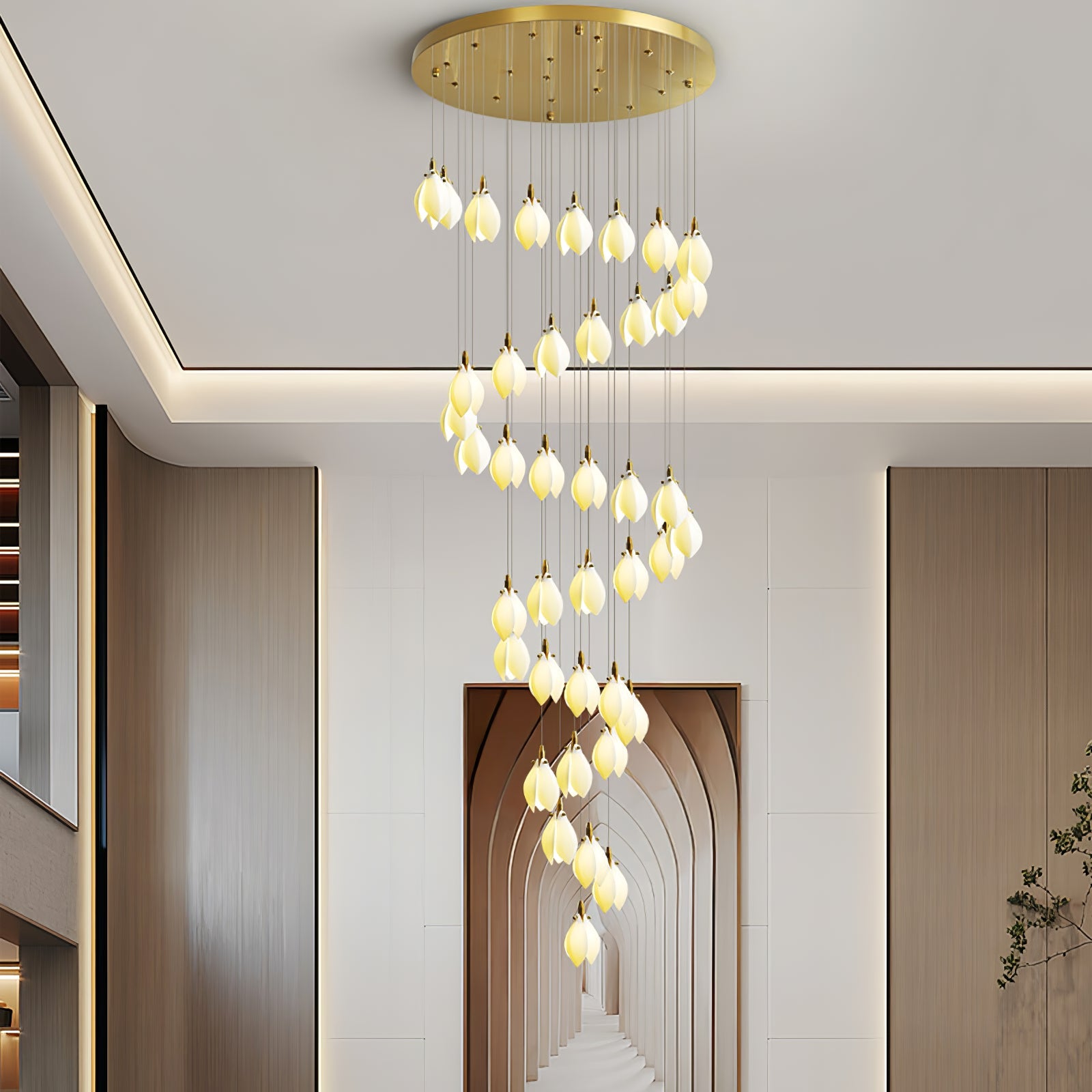 Caphayra Floral Ceramic Brass Chandelier - Blowlighting