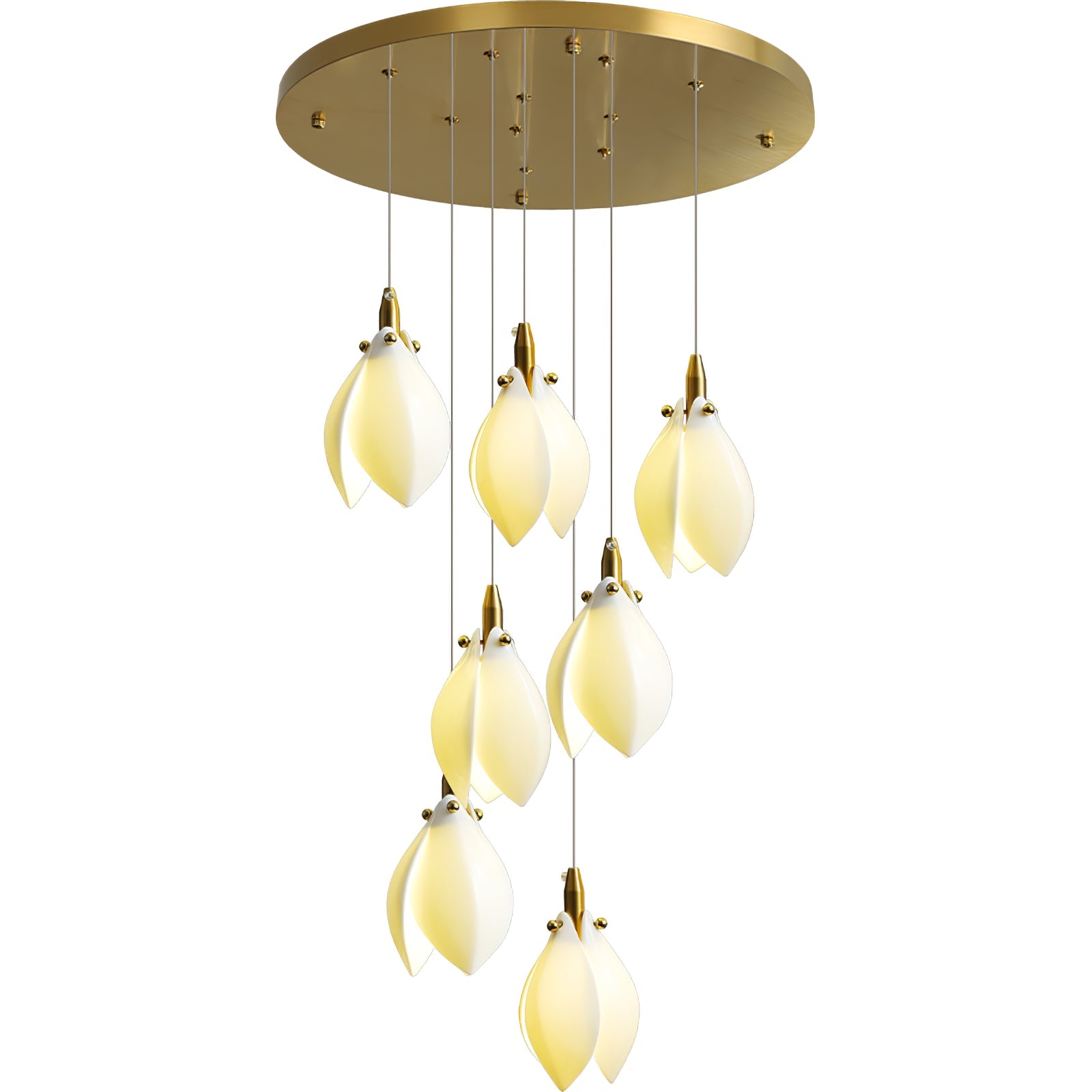 Caphayra Floral Ceramic Brass Chandelier - Blowlighting