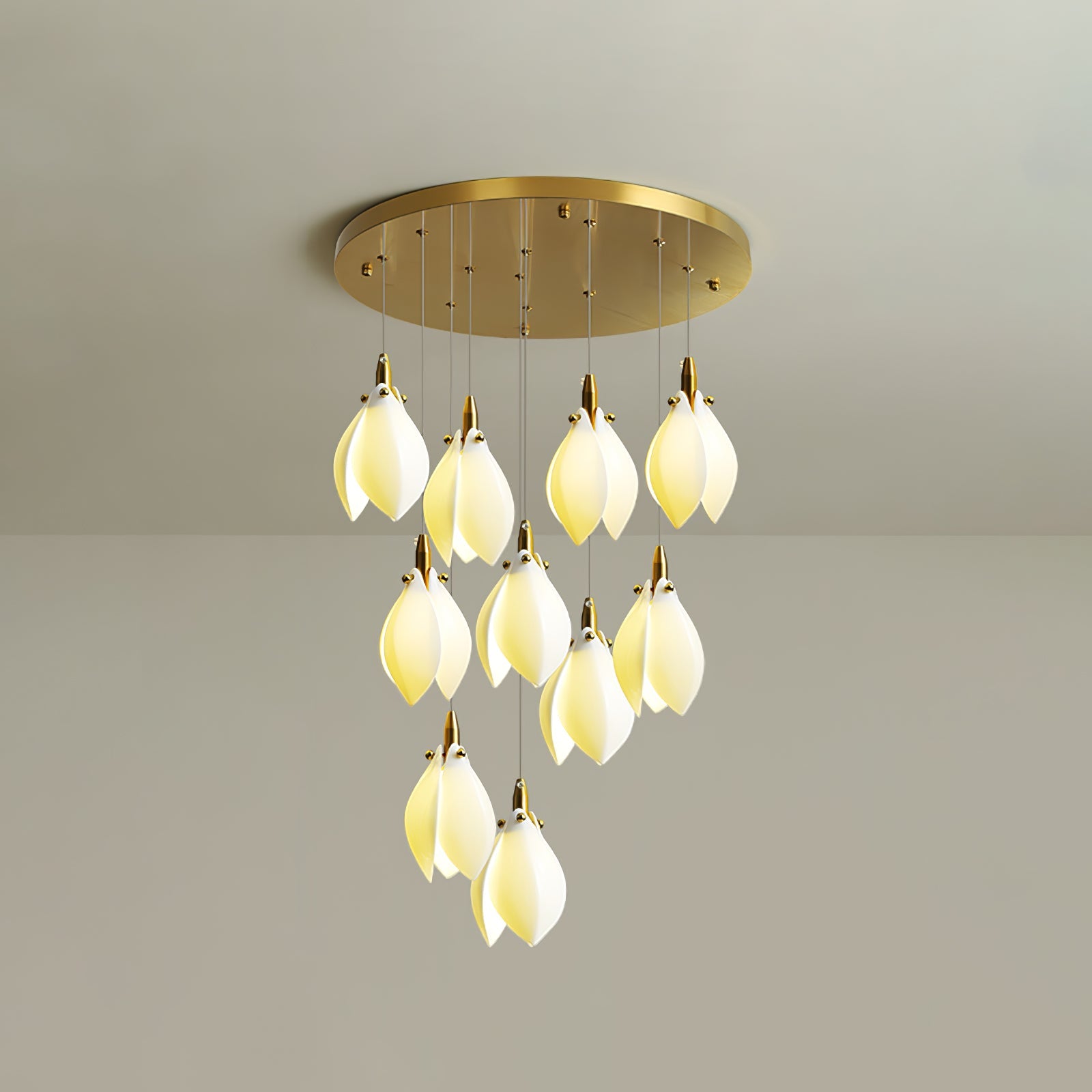 Caphayra Floral Ceramic Brass Chandelier - Blowlighting