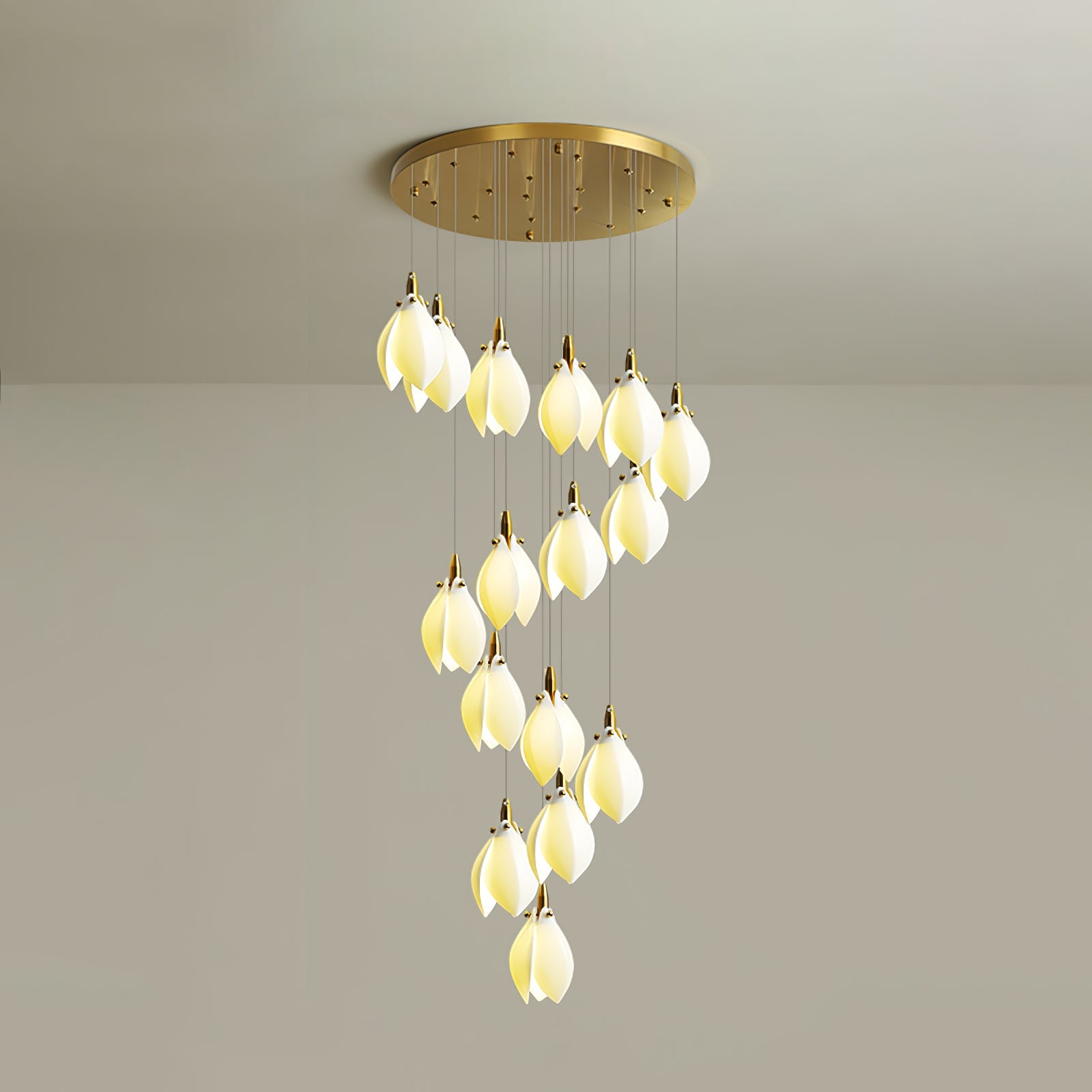 Caphayra Floral Ceramic Brass Chandelier - Blowlighting